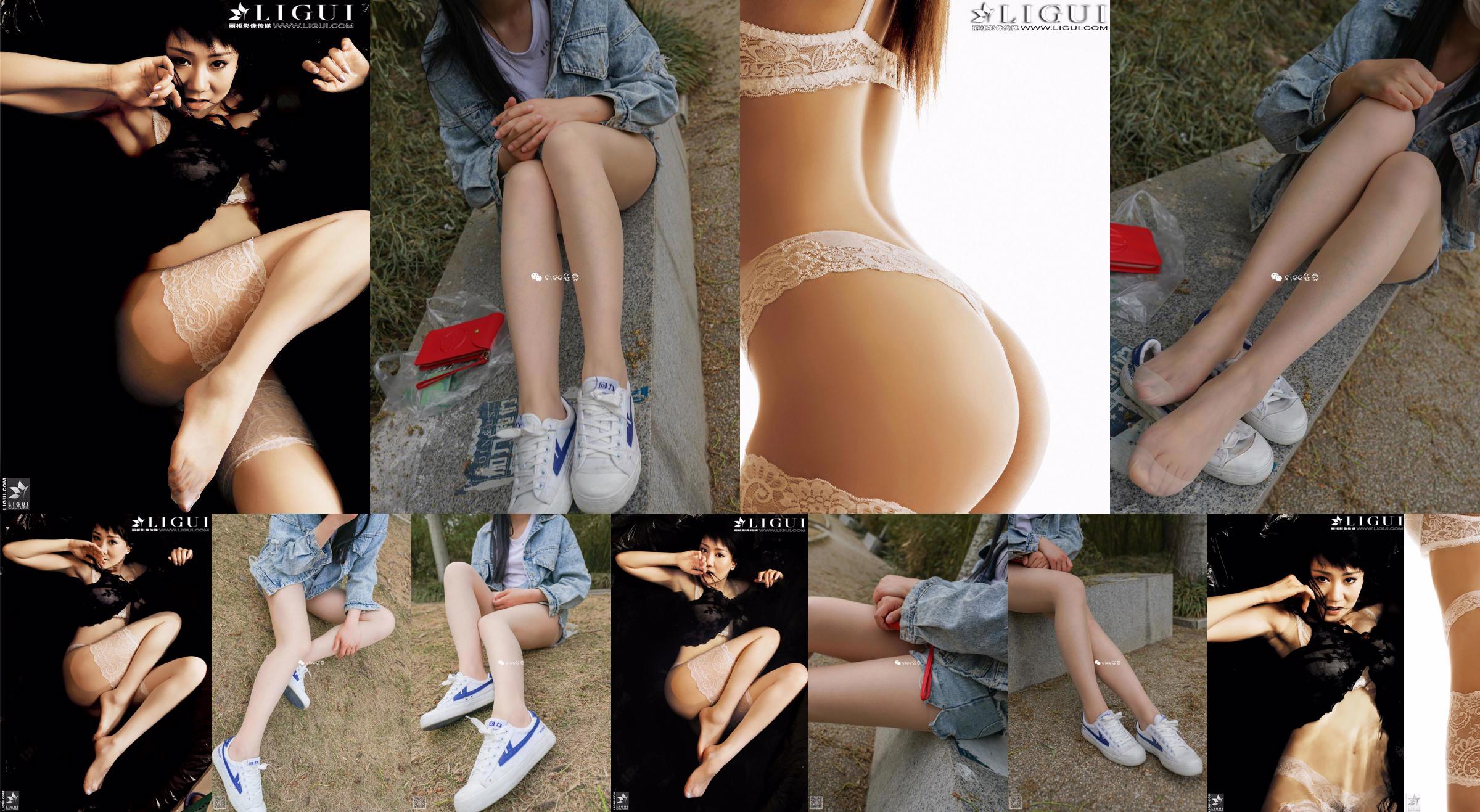 [丽柜贵足LiGui]モデル孟孟「レーススタンナー」美しい脚と絹のような足写真写真 No.c4e908 ページ1