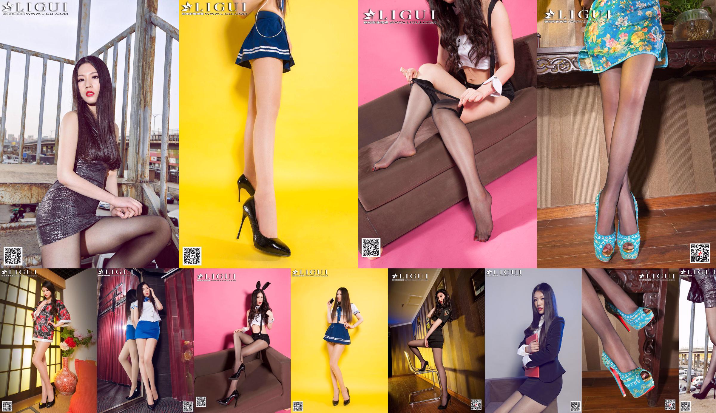 Modelo Jiayi "La chica de tacón alto en uniforme de seda negro" Obras completas [Ligui LiGui] Foto de hermosas piernas y pies de jade No.527436 Página 1